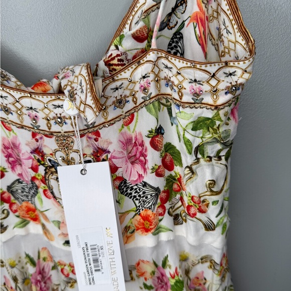 NWT Camilla Long Dress Tie Front - Rose Garden Runaways - Silk - Picture 12 of 16